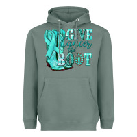 Sage Give Cancer the boot Ovarian Cancer teal ribbon Heavyweight Hoodie - NancyCooperArtShop