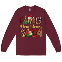 Burgundy family new years 2024 Long Sleeve Tee - MaliasSmallBusiness