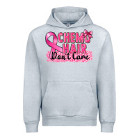 Heather Grey Breast Cancer Chemo hair don't care Urban Hoodie - FaDigitalArtStudio