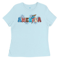 Baby Blue Lightning bolt with America Ladies Tee - Neo Western