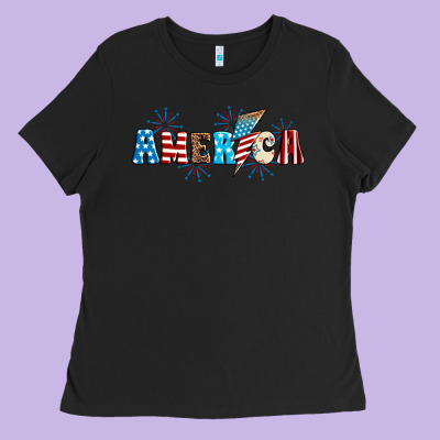 Lightning Bolt With America Ladies Tee Designed By Neo Western