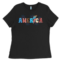 Black Lightning bolt with America Ladies Tee - Neo Western