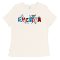 Bone Lightning bolt with America Ladies Tee - Neo Western