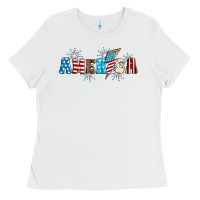 White Lightning bolt with America Ladies Tee - Neo Western