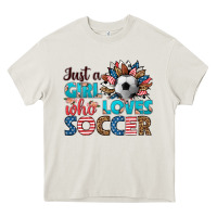 Cream just a girl who loves soccer Heavy Core Tee - HRA Design Shop