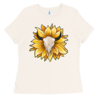 Bone sunflower bull skull Ladies Tee - JahusDesignShop