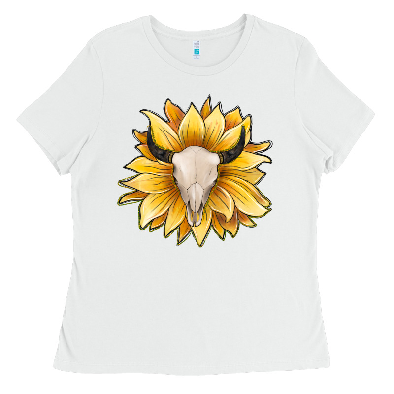 Sunflower Bull Skull Ladies Tee by JahusDesignShop | Teevron