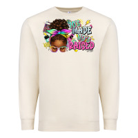 70's Made 80's Raised Afro Messy Bun Premium Sweatshirt | Teevron
