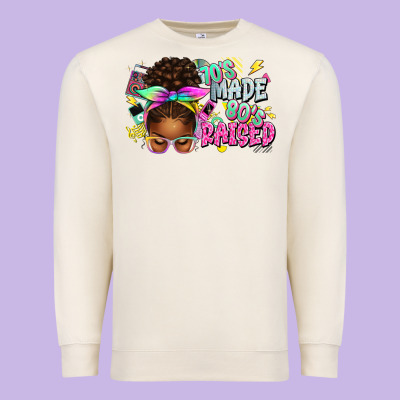70's Made 80's Raised Afro Messy Bun Premium Sweatshirt Designed By Texasbilliewilder