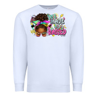 White 70's made 80's raised afro messy bun Premium Sweatshirt - texasbilliewilder