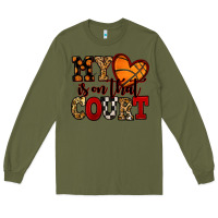 Army Green my heart is on that court basketball red and black Long Sleeve Tee - NancyCooperArtShop