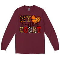 Burgundy my heart is on that court basketball red and black Long Sleeve Tee - NancyCooperArtShop
