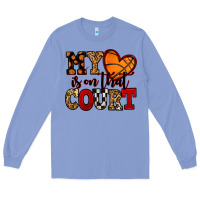 Colony Blue my heart is on that court basketball red and black Long Sleeve Tee - NancyCooperArtShop