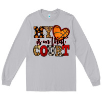 Moon Dust my heart is on that court basketball red and black Long Sleeve Tee - NancyCooperArtShop