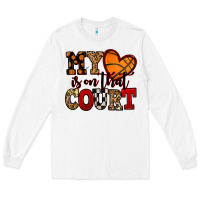 White my heart is on that court basketball red and black Long Sleeve Tee - NancyCooperArtShop