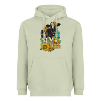 Matcha Sunflowers Cow Heavyweight Hoodie - texasbilliewilder