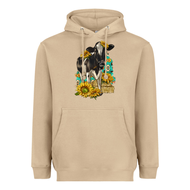 Sunflowers Cow Heavyweight Hoodie by texasbilliewilder | Teevron