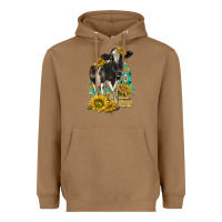 Toasted Coconut Sunflowers Cow Heavyweight Hoodie - texasbilliewilder
