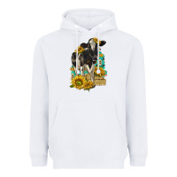 White Sunflowers Cow Heavyweight Hoodie - texasbilliewilder