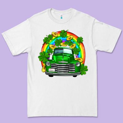 St Patricks Shamrock Gold Rainbow Truck Premium Tee Designed By Fadigitalartstudio