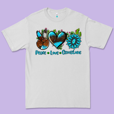 Peace Love  Gemstone Premium Tee Designed By Adodesignshop