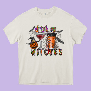 Drink Up Witches Heavy Core Tee Designed By Cowhidedigitalart