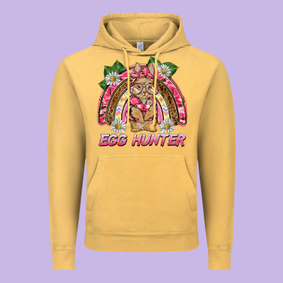 Easter Pink Camouflage Egg Hunter  Bunny Rainbow Vintage Hoodie Designed By Barkaloodesign