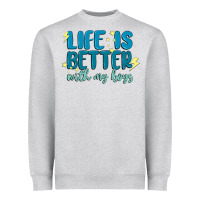 Heather Grey life is better with my boys Heavyweight Sweatshirt - MaliasSmallBusiness
