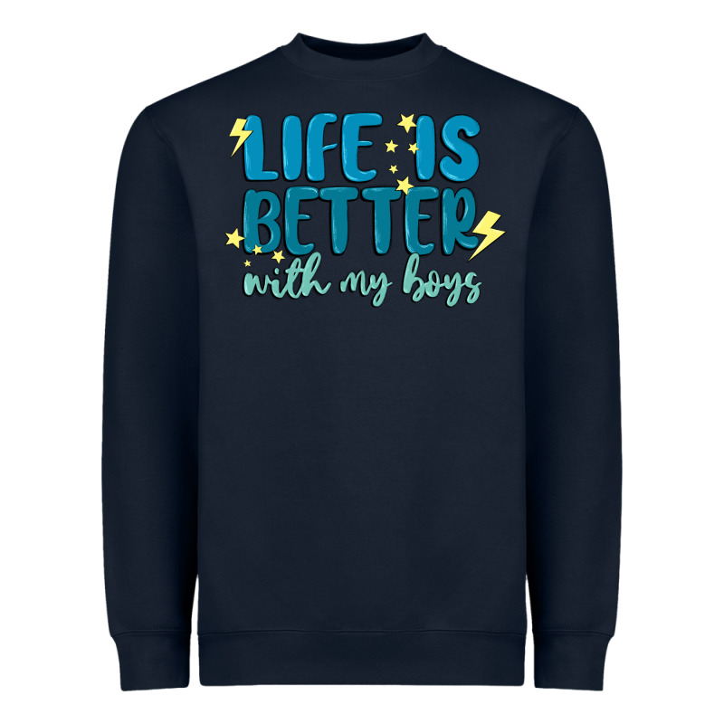 Life Is Better With My Boys Heavyweight Sweatshirt by MaliasSmallBusiness | Teevron