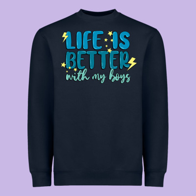 Life Is Better With My Boys Heavyweight Sweatshirt Designed By Maliassmallbusiness
