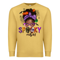 Antique Gold Spooky vibes afro messy bun Premium Sweatshirt - NancyCooperArtShop
