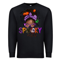 Black Spooky vibes afro messy bun Premium Sweatshirt - NancyCooperArtShop