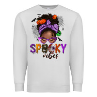 Dove Grey Spooky vibes afro messy bun Premium Sweatshirt - NancyCooperArtShop