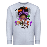 Heather Grey Spooky vibes afro messy bun Premium Sweatshirt - NancyCooperArtShop