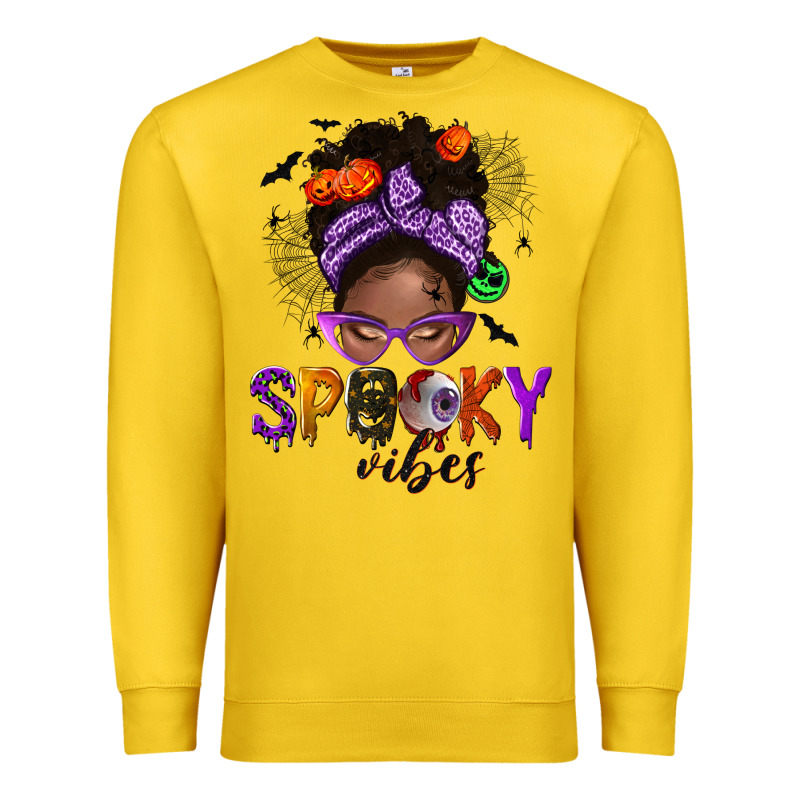 Spooky Vibes Afro Messy Bun Premium Sweatshirt by NancyCooperArtShop | Teevron