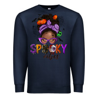 Navy Spooky vibes afro messy bun Premium Sweatshirt - NancyCooperArtShop