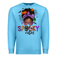 Ocean Blue Spooky vibes afro messy bun Premium Sweatshirt - NancyCooperArtShop