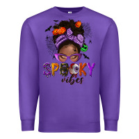 Purple Spooky vibes afro messy bun Premium Sweatshirt - NancyCooperArtShop