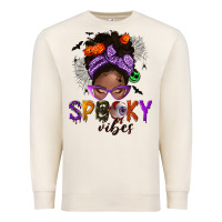 Sandshell Spooky vibes afro messy bun Premium Sweatshirt - NancyCooperArtShop