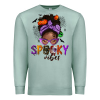 Seafoam Spooky vibes afro messy bun Premium Sweatshirt - NancyCooperArtShop