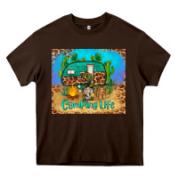 Chocolate Brown camping life tumbler Heavy Core Tee - BarkalooDesign