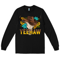 Black yeehaw bull skull Long Sleeve Tee - NancyCooperArtShop