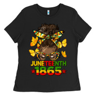 Black juneteenth 1865 afro bun Ladies Tee - HRA Design Shop