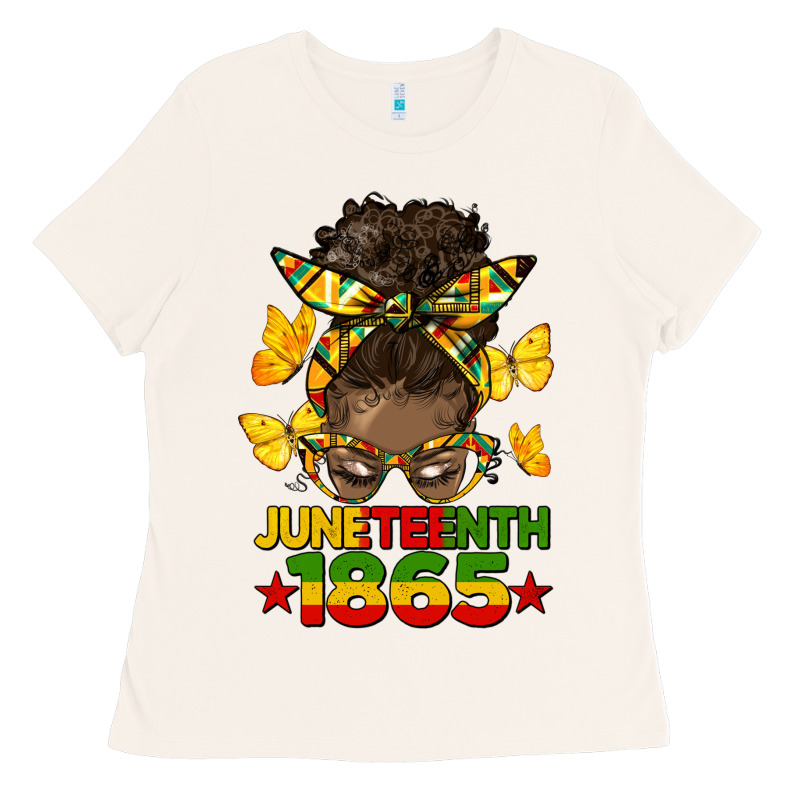 Juneteenth 1865 Afro Bun Ladies Tee by HRA Design Shop | Teevron