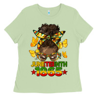 Matcha juneteenth 1865 afro bun Ladies Tee - HRA Design Shop