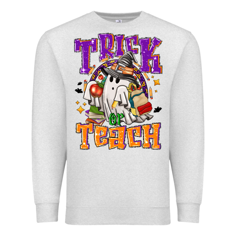 Trick Or Teach Halloween Premium Sweatshirt by NancyCooperArtShop | Teevron