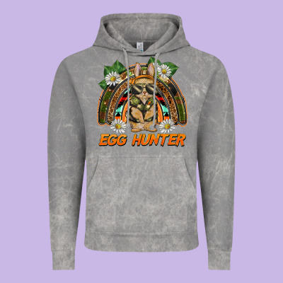 Easter Egg Hunter  Rabbit Rainbow Vintage Hoodie Designed By Barkaloodesign