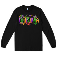 Black mardi gras louisiana Long Sleeve Tee - MaliasSmallBusiness