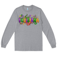 Heather Grey mardi gras louisiana Long Sleeve Tee - MaliasSmallBusiness