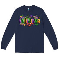 Navy mardi gras louisiana Long Sleeve Tee - MaliasSmallBusiness